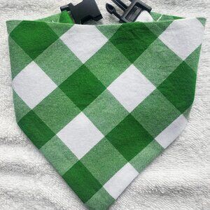 Clip on Dog Bandana With Buckle Pet Cat Bandanna Scarf Kelly Green Buffalo Plaid